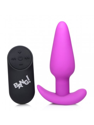 XR Brands 21X Vibrating Silicone Butt Plug with Remote Control - Purple
