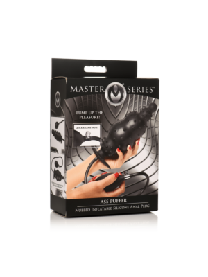 XR Brands Ass Puffer - Nubbed Inflatable Silicone Anal Plug - Black