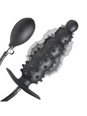 XR Brands Ass Puffer - Nubbed Inflatable Silicone Anal Plug - Black