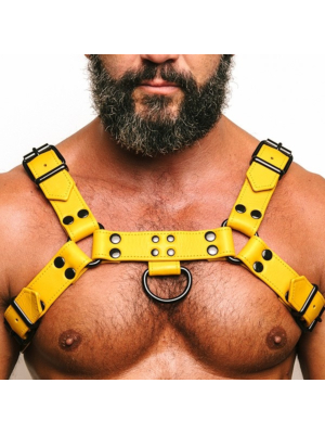 Fetish Gear Solid Colour H Front Harness - Yellow | Medium