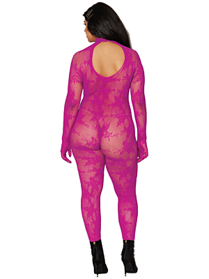 Bodystocking with Finger Gloves Diamond - Plus Size - Azalea