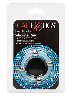 Δαχτυλίδι Πέους Σιλικόνης Calexotics Cock Ring με Ατσάλινες Χάντρες - Large