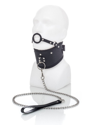 Collar With Mouth Ring And Leash
