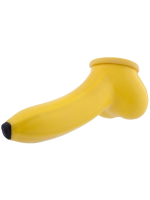 Προέκταση Πέους Latex Banana Penis Sleeve 15 cm - Κίτρινη - Λεία Επιφάνεια - Σχήμα Μπανάνας