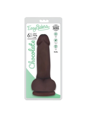 XR BRANDS THIN BROWN DILDO WITH TESTICLES EASY RIDERS 15'25 CM