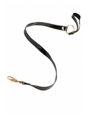Vinyl leash with wrist strap and carabiner Black