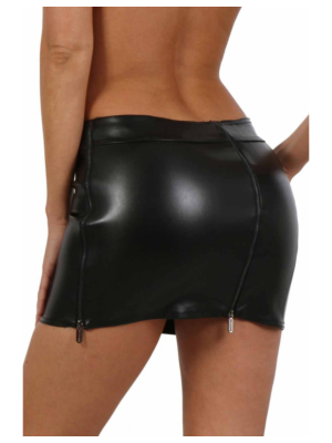 4-zip Leatherlook Skirt Black
