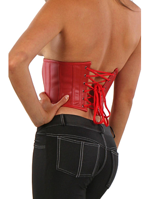 Leatherate Corset with zip front Red 