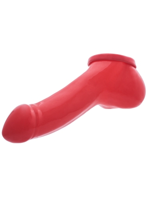 Προέκταση Πέους Latex Penis Sleeve Adam 13 cm - Κόκκινη - Λεία Επιφάνεια - Θέση Όρχεων