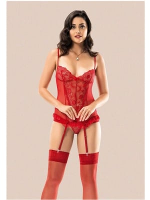 Corset with panties - Red - OS