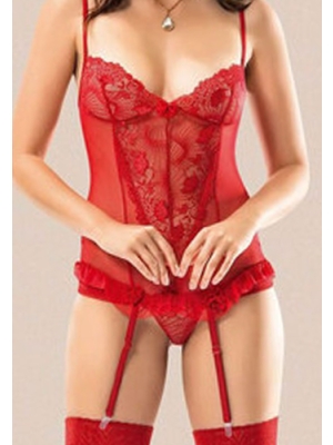 Corset with panties - Red - OS