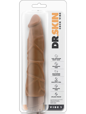 DR. SKIN COCK VIBE 1 9INCH COCK, MOCHA