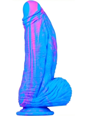 Silicone Dildo Fat Dick 18 x 6.5cm Blue-Pink