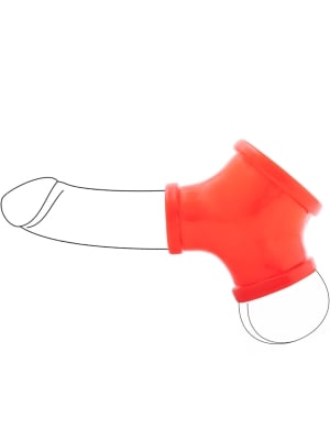  Latex Sleeve with Penis and Testicle Ring Gil - Red