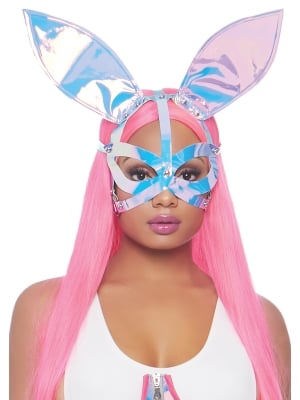 Holographic vinyl bunny mask