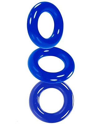 Set of 3 Willy Rings Blue Cockrings