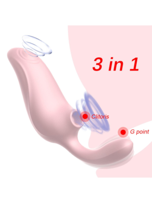 3 σε 1 Δονητής Κλειτορίδας και Σημείου G με Αναρρόφηση - Ροζ