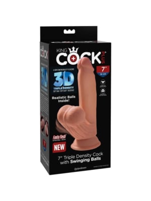 Pipedream King Cock Plus 7" Triple Density Cock With Swinging Balls Tan