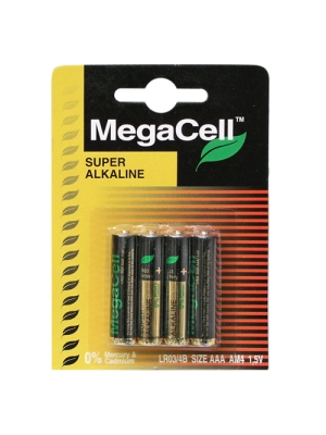 Batteries Alkaline mini AAA MEGACELL 4 p-1.5V