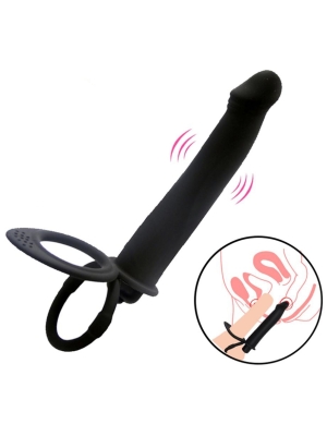 Double Penis Ring With Anal Stimulator Black