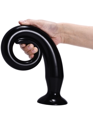 Πρωκτικό Ομοίωμα Deep Inside Snake Dildo με Βάση Βεντούζας 34 cm - Μαύρο - Λείο PVC