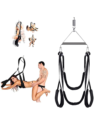 360 Degrees Rotation Sex Swing with Ceiling Metal Support - Black