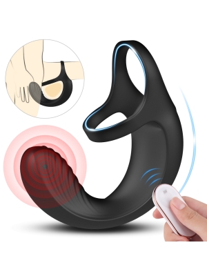Δονούμενο Δαχτυλίδι Πέους Silicon Double Penis Ring with Anal Stimulator
