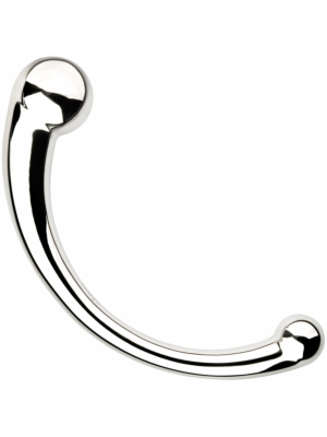 Dildo Metalic Curved Double Ended Silver 19 Cm 
