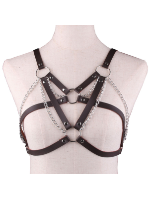 Sugar Girl Harness System with Chain Organic Leather