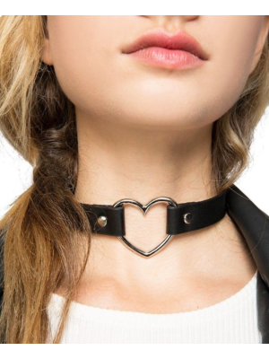 Leather Choker Heart Ecological Leather