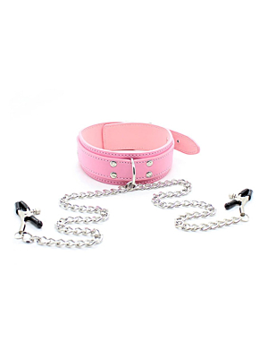 Collar with Nipple Clamps, Pink