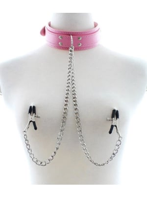 Collar with Nipple Clamps, Pink