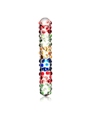 Ραβδωτό Πολύχρωμο Γυάλινο Ομοίωμα Πέους Glass Dildo 17.5 cm - Guilty Toys