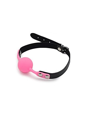 Mouth Gag with Silicone Ball, Pink/Black