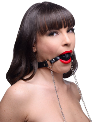 Mouth Gag with Nipple Clamps - Black