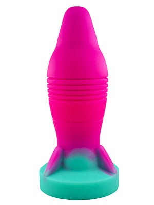 Αδιάβροχη Δονούμενη Πρωκτική Σφήνα Σιλικόνης Rocket Butt Plug με 10 Λειτουργίες (Ροζ/Πράσινη) - STD