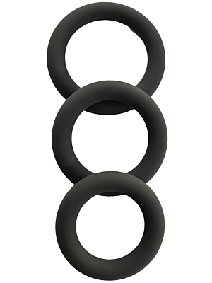 Αδιάβροχα Λεία 3 Δαχτυλίδια Πέους Σιλικόνης Cock Rings Set (Μαύρα) - Guilty Toys