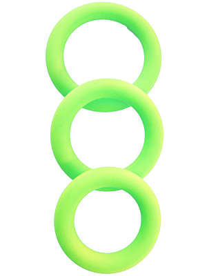 Αδιάβροχα Λεία 3 Δαχτυλίδια Πέους Σιλικόνης Cock Rings Set (Πράσινα) - Guilty Toys