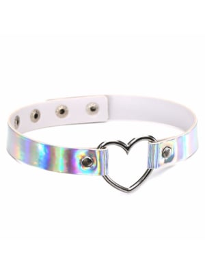 Choker with Heart and Iridescent Ecological Leather