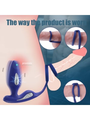 Kinky Silicone prostate Electostimulation with cock rings, 9 Modes Vibration