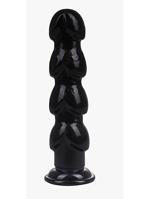 Beaded John dildo, PVC, Black, 23 cm, Passion Labs