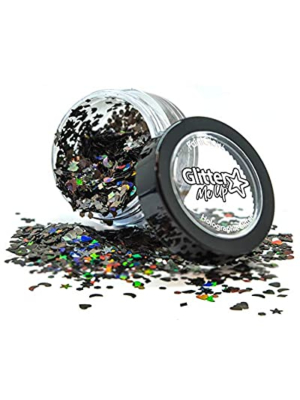 Holographic Loose Glitter Shapes - black