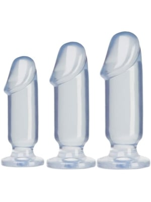 Πρωκτικά Ομοιώματα - Πρωκτικές Σφήνες Crystal Jellies Anal Starter Butt Plug Kit  (Διάφανες) - Doc Johnson