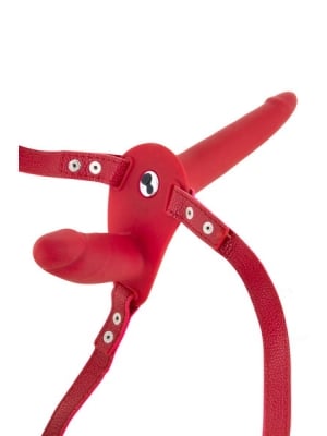 DOUBLE STRAP-ON VIBRANT RED