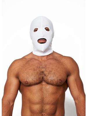 Mister B Lycra Hood Eyes and Mouth Open White