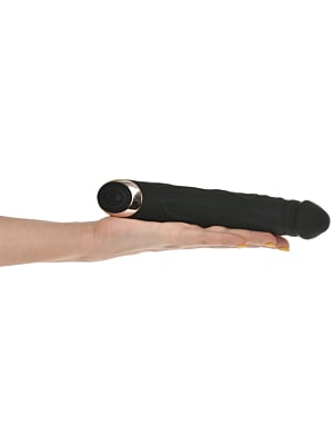 Realistic Vibrator Frank Silent Mode 10 Vibrating Modes, Black Silicone, USB 22 cm