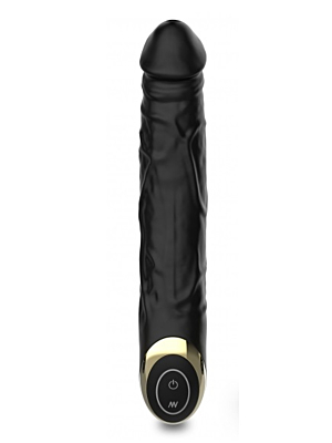 Realistic Vibrator Frank Silent Mode 10 Vibrating Modes, Black Silicone, USB 22 cm
