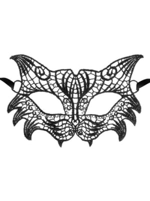 Black embroidered lace mask