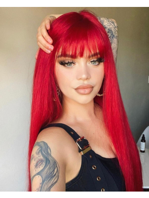 Wig with Bangs Red 