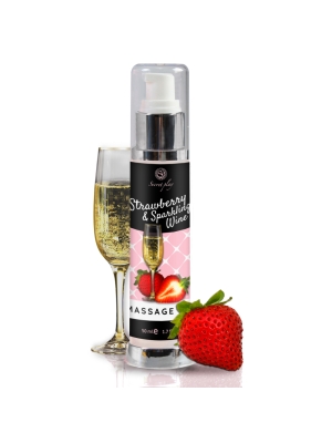 Λάδι για Ερωτικό Μασάζ Strawberry & Sparkling Wine Massage Oil 50 ml - Secret Play - Σεξουαλικό Gel
